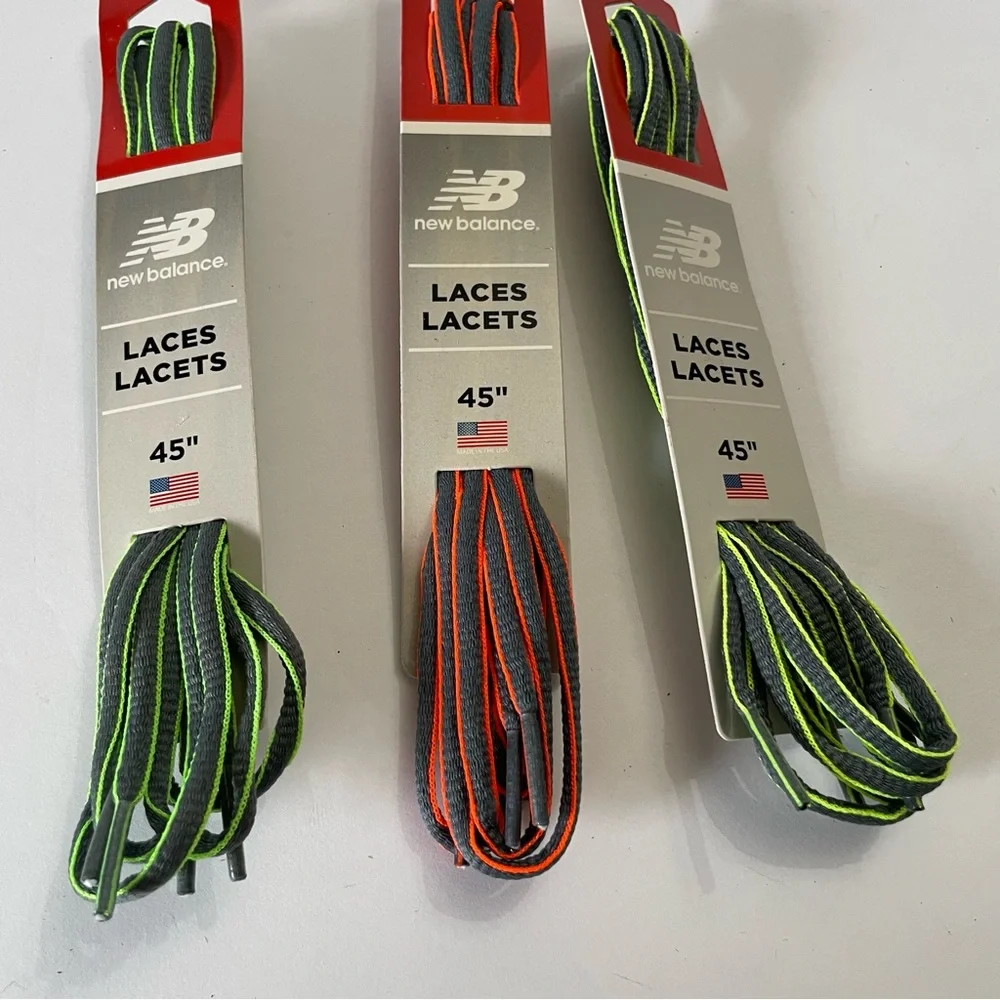New Balance Gray/Neon Oval Laces 45” Bundle